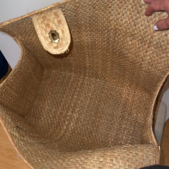 Vintage 1960’s Woven Grasscloth Straw XL Foldover Closure Tote - Picture 10 of 12